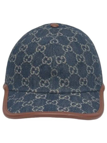 GG Denim Ball Cap Blue Ivory Hat - GUCCI - BALAAN 1