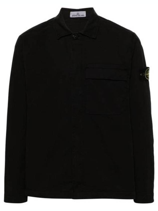 Supima Regular Fit Long Sleeve Shirt Black - STONE ISLAND - BALAAN 2