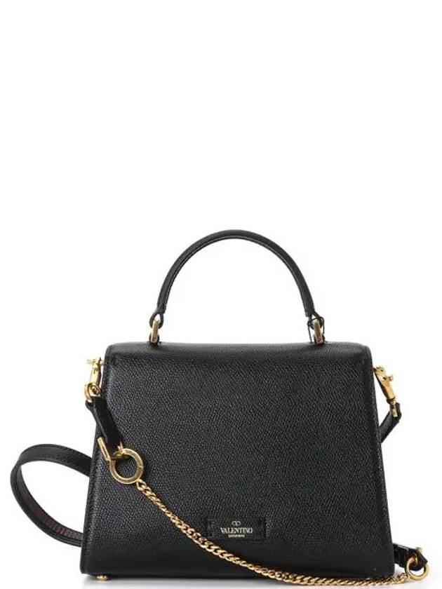 V Sling Small Grainy Calfskin Hand Cross Bag Black - VALENTINO - BALAAN 4