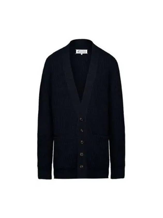 Back Stitched Virgin Wool Cardigan Navy - MAISON MARGIELA - BALAAN 2