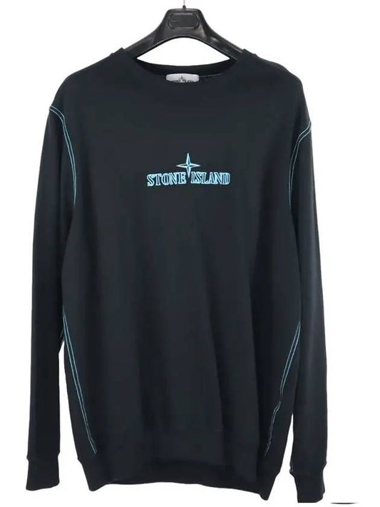 Logo Print Crew Neck Cotton Sweatshirt Black - STONE ISLAND - BALAAN 2