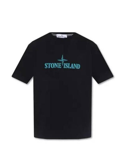 Stitches Two Embroidery Short Sleeve T-Shirt Black - STONE ISLAND - BALAAN 2