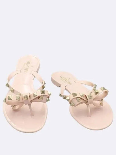 S0552 PVS P45 Water Pink Color Ribbon Rock Stud Women Sandals Size 37 240MM - VALENTINO - BALAAN 1