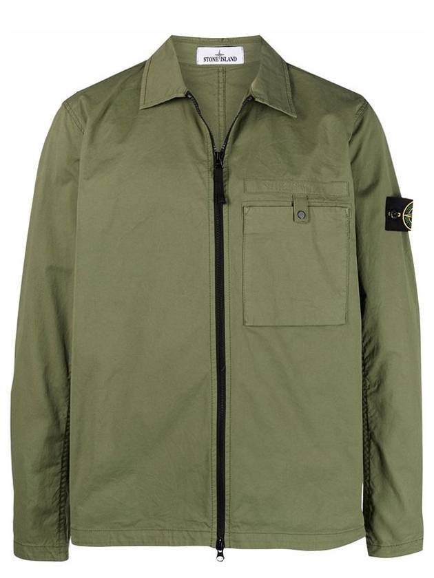 Waffen Logo Patch Supima Cotton Long Sleeve Shirt Jacket Khaki - STONE ISLAND - BALAAN.