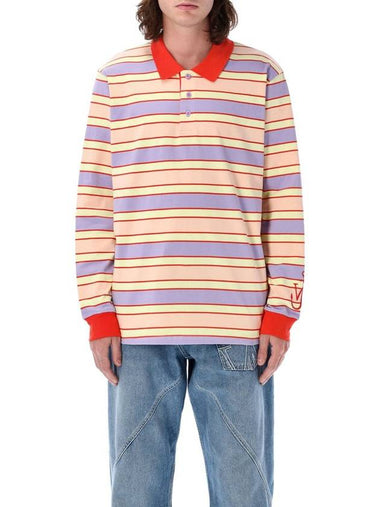 JW Anderson Contrast Trim Striped Polo Top - JW ANDERSON - BALAAN 1