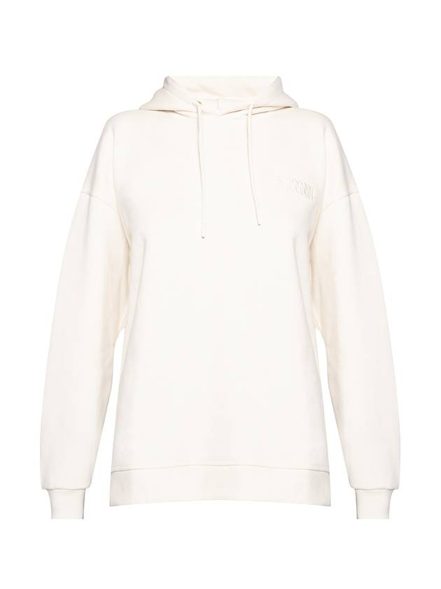 logo drawstring hooded top ivory - GANNI - BALAAN 1