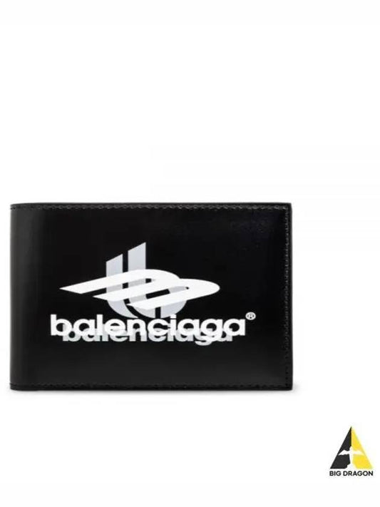 Logo Print Leather Half Wallet Black - BALENCIAGA - BALAAN 2