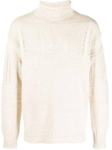 Anchor Intarsia Cotton Linen Turtleneck Ivory - POLO RALPH LAUREN - BALAAN 1