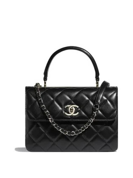 Gold Plated CC Top Handle Flap Small Tote Bag Black - CHANEL - BALAAN.