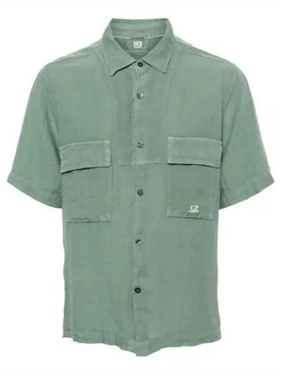 Cotton Rip-Stop Short Sleeve Shirt Green - CP COMPANY - BALAAN 2