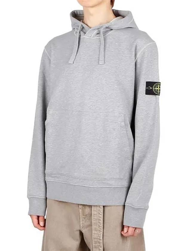 Logo Patch Drawstring Hoodie Melange Grey - STONE ISLAND - BALAAN 2