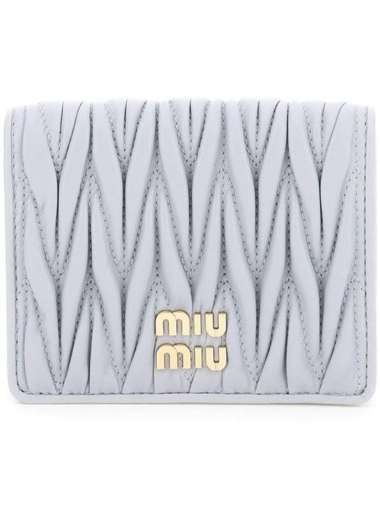 Matelasse Leather Half Wallet Sky Blue - MIU MIU - BALAAN 1