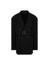 Cinched Double Breasted Wool Jacket Black - BALENCIAGA - BALAAN 2