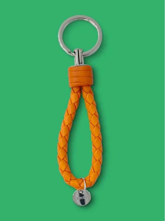 Intrecciato Logo Tag Leather Key Holder Orange - BOTTEGA VENETA - BALAAN 2