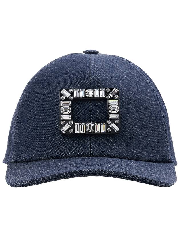 Viv Skate Crystal Buckle Denim Ball Cap Navy - ROGER VIVIER - BALAAN 3