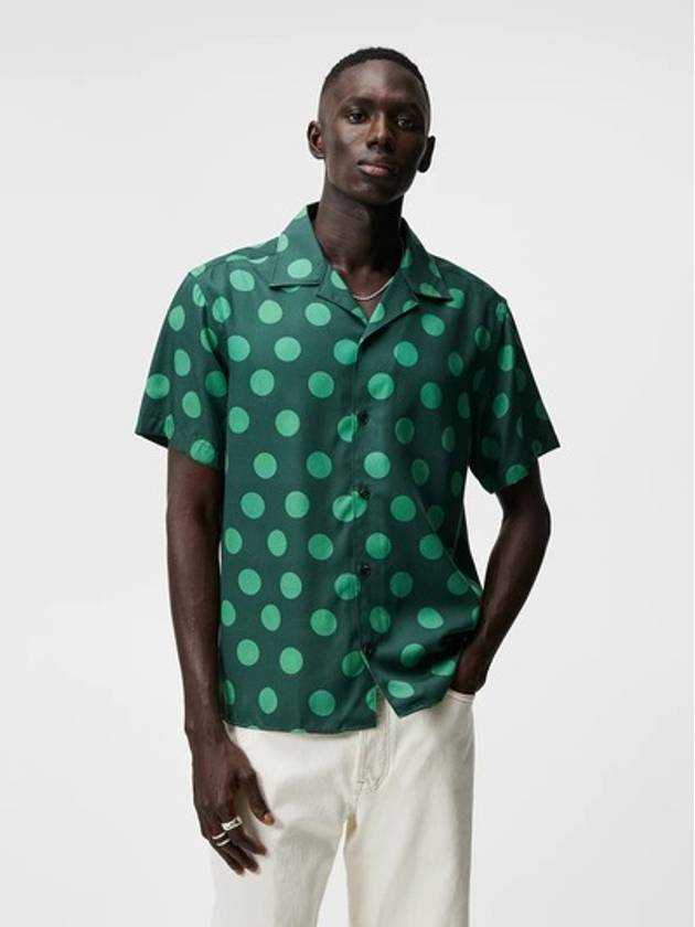 Elio Dot Print Short Sleeve Shirt Rain Forest - J.LINDEBERG - BALAAN 2