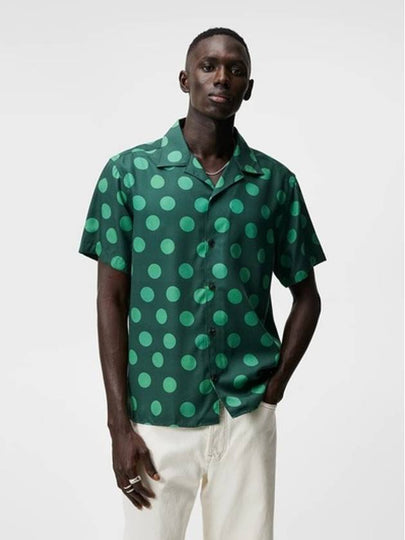 Elio Dot Print Short Sleeve Shirt Rain Forest - J.LINDEBERG - BALAAN 2