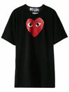 Red Big Heart Print Short Sleeve T-Shirt Black - COMME DES GARCONS - BALAAN 10