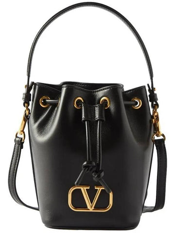 V Logo Signature Bucket Bag Black - VALENTINO - BALAAN 1