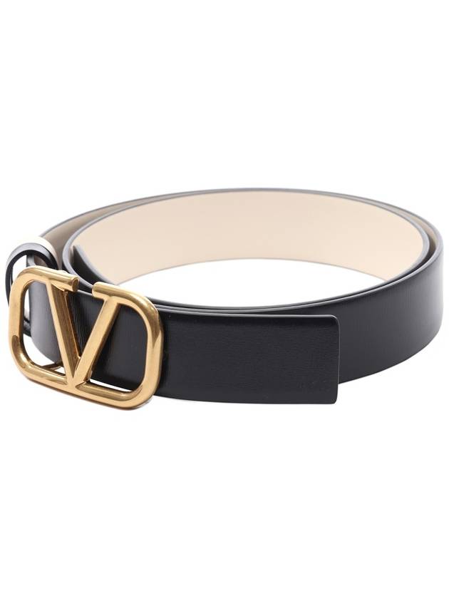 V Logo Signature Reversible Belt Black - VALENTINO - BALAAN 4