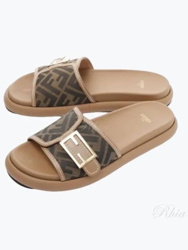 FF Baguette Slide Slippers Brown - FENDI - BALAAN 2