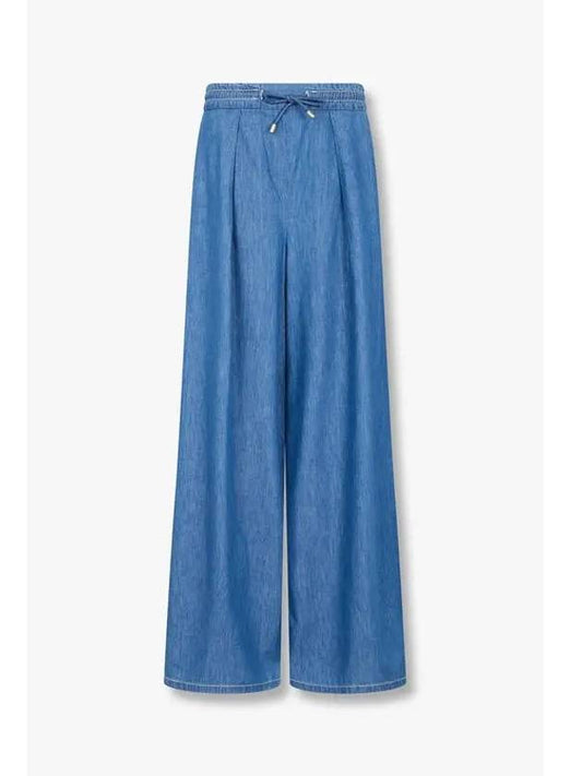 Women s One Tuck Pleated Wide Denim Pants Blue - EMPORIO ARMANI - BALAAN 1