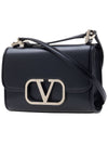 V Logo Type Small Leather Shoulder Bag Black - VALENTINO - BALAAN 3