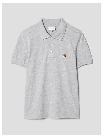 Men s Foxhead Patch Regular Polo T shirt Light Gray Melange Domestic Product - MAISON KITSUNE - BALAAN 1