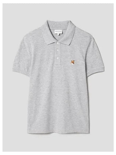 Men s Foxhead Patch Regular Polo T shirt Light Gray Melange Domestic Product GM0024022710551 - MAISON KITSUNE - BALAAN 1