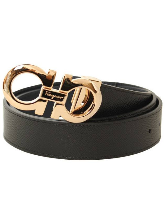 Gancini Reversible Adjustable Leather Belt Black - SALVATORE FERRAGAMO - BALAAN 2