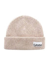 Women's Logo Wool Beanie Sand Beige - GANNI - BALAAN 2