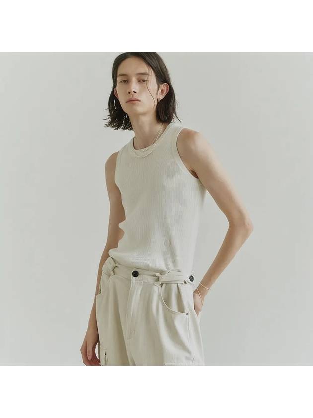 Square Neck Knit Sleeveless Off White - NOIRER - BALAAN 2