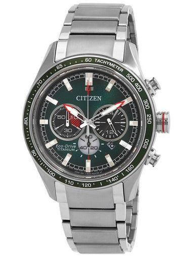 Citizen Eco-Drive Super Titanium Chronograph Green Dial Men's Watch CA4497-86X - CITIZEN - BALAAN 1