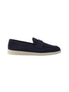 Triangle Logo Suede Loafers Navy - PRADA - BALAAN 2