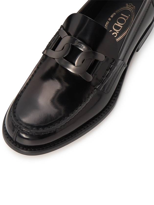 Men's Leather Metal Chain Loafers Black - TOD'S - BALAAN 8