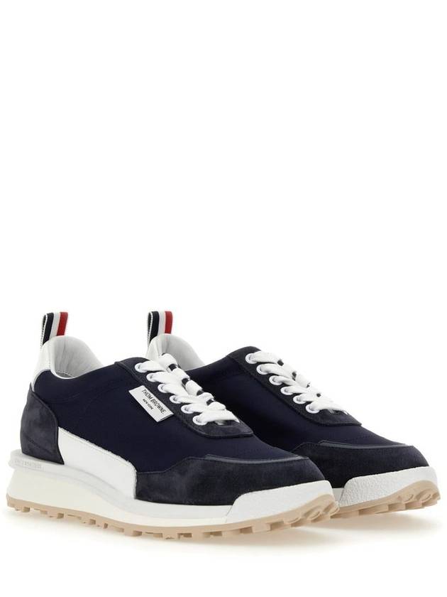 Eco Nylon Alumni Trainer Low Top Sneakers Blue - THOM BROWNE - BALAAN 4