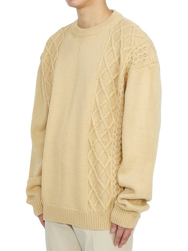 Men's Slightly Oversized Fit Wool Knit Top Yellow - FAMILY FIRST - BALAAN 3