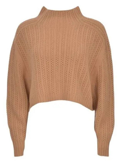 High Neck Back Button Crop Knit Top Brown - MAX MARA - BALAAN 2