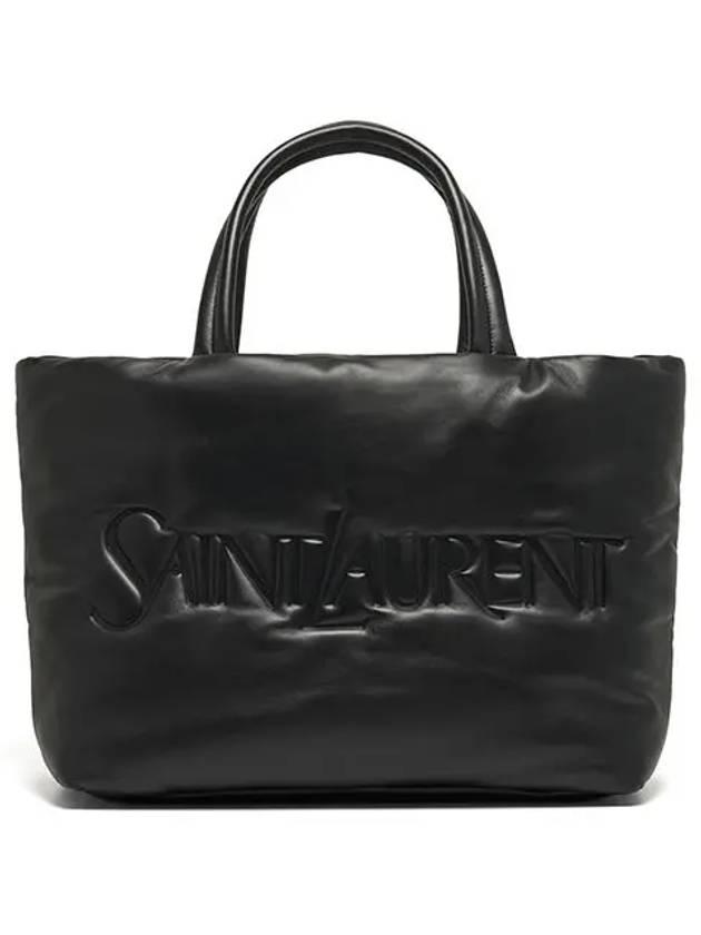 Logo Nappa Lambskin Tote Bag Black - SAINT LAURENT - BALAAN 4