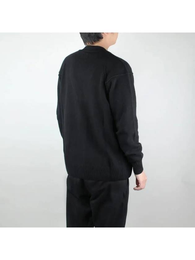 Lambswool GRS Buttoned Cardigan Black - CP COMPANY - BALAAN 5