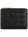 Intrecciato Small Leather Half Wallet Black - BOTTEGA VENETA - BALAAN 3