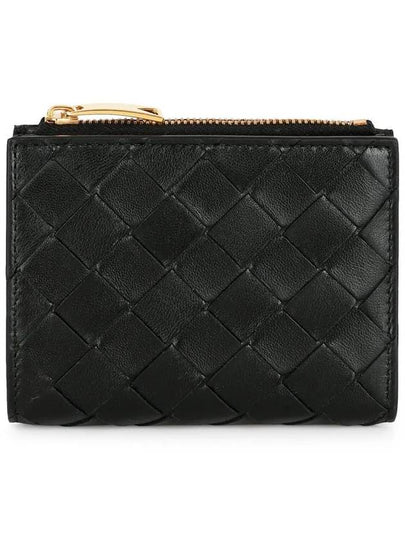 Intrecciato Small Leather Half Wallet Black - BOTTEGA VENETA - BALAAN 2