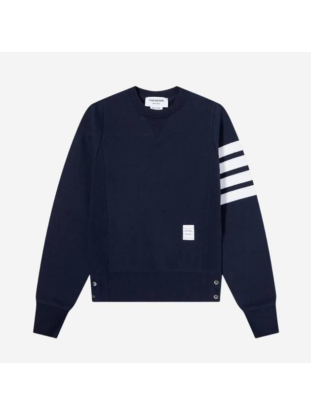 Engineered 4 Bar Stripe Loopback Jersey Knit Crewneck Sweatshirt Navy - THOM BROWNE - BALAAN 2