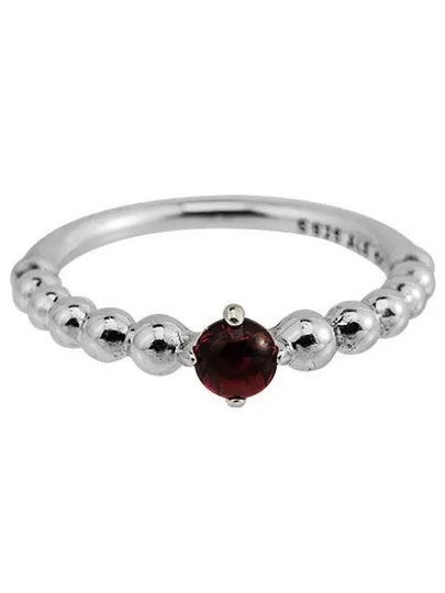 January Beaded Ring Sterling Silver Dark Red - PANDORA - BALAAN 2