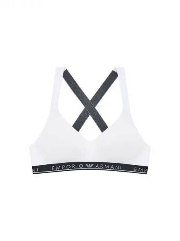 UNDERWEAR Women's Logo Band Stretch Cotton X Strap Bralette White 270452 - EMPORIO ARMANI - BALAAN 1