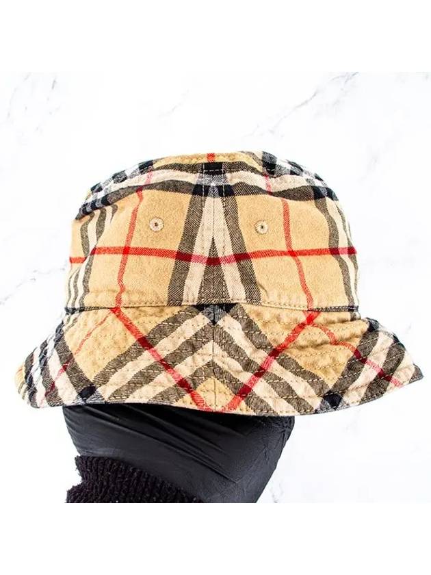 Check Cotton Bucket Hat Beige - BURBERRY - BALAAN 3