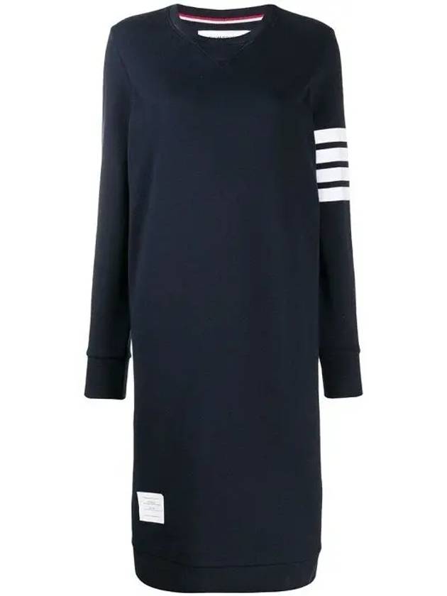 Classic Loopback 4-Bar Sweater Midi Dress Light Navy - THOM BROWNE - BALAAN 3