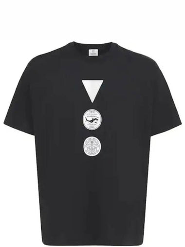 Front panel badge print cotton jersey short sleeve tshirt black - BURBERRY - BALAAN 1