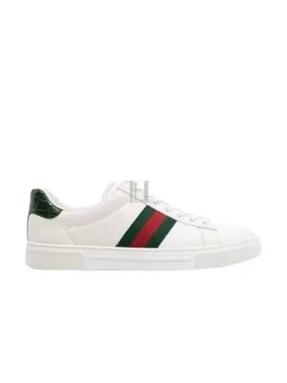 Ace Web Leather Low Top Sneakers White - GUCCI - BALAAN 2