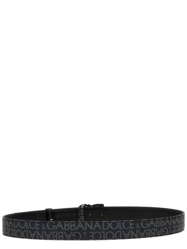 All Over Logo Leather Belt Grey - DOLCE&GABBANA - BALAAN 3